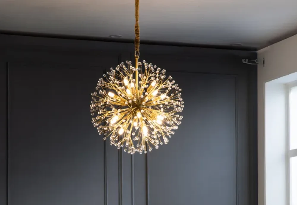 brass chandelier with crystals